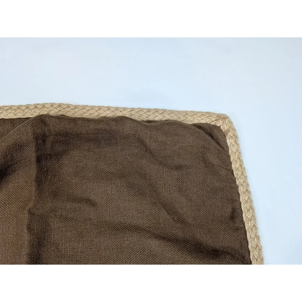 Pottery Barn Pillow Cover Brown Linen Tan Jute Trim 20 x 20 Throw Accent